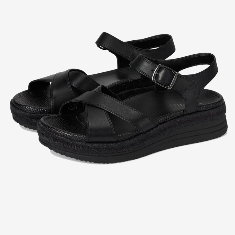 Vionic Strappy Black Platform Sandals- Leather - image 1